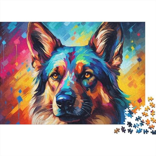 Puzzle für Erwachsene, farbenfrohe psychedelische Kunst Deutscher Schäferhunde für Erwachsene, 1000 Teile, Puzzle-Geschenke, Holzpuzzle für Erwachsene und Kinder ab 12 Jahren, ideal 50 x 75 cm von LiJianXXR