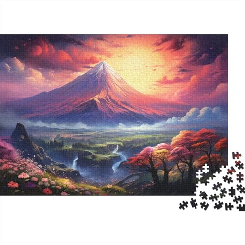 Puzzle für Erwachsene, farbenfroher Berg Fuji, 1000 Teile, Puzzle für Erwachsene und Kinder, Holzpuzzle, geeignet für Erwachsene, tolles Geschenk für Erwachsene, 50 x 75 cm von LiJianXXR