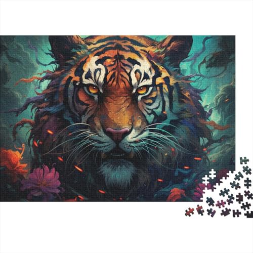 Puzzle für Erwachsene, farbenfrohes, wildes Tiger-Puzzle für Erwachsene, 1000 Teile, Holzpuzzle für Erwachsene und Kinder ab 12 Jahren, Entspannungspuzzlespiele, 50 x 75 cm von LiJianXXR