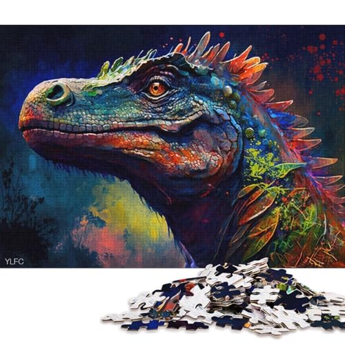 Puzzle für Erwachsene, farbenfrohes Dinosaurier-Puzzle, 1000 Teile, Holzpuzzle, geeignet für Erwachsene und Kinder ab 12 Jahren, tolles Geschenk für Erwachsene (Größe 75 * 50 cm) von LiJianXXR