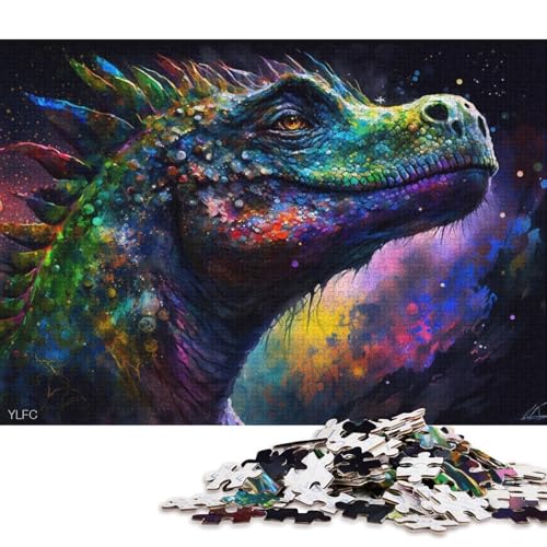 Puzzle für Erwachsene, farbenfrohes Dinosaurier-Puzzle, 1000 Teile, Karton-Puzzle für Erwachsene und Kinder ab 12 Jahren, Staycation Kill Time (Größe 38 * 26 cm) von LiJianXXR