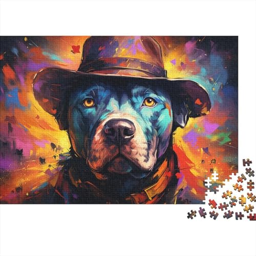 Puzzle für Erwachsene, farbenfrohes Psychedelic von Pitbull Cowboy, 1000-teiliges Puzzle, Holzpuzzle für Erwachsene und Kinder ab 12 Jahren, tolles Geschenk für Erwachsene, 50 x 75 cm von LiJianXXR