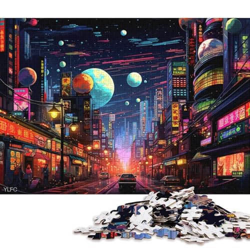 Puzzle für Erwachsene, farbenfrohes Tokio, Japan, 1000 Teile, Holzpuzzle für Erwachsene und Familien, tolle Geschenke und Spielzeuge 75x50cm/1000 Teile von LiJianXXR