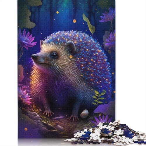 Puzzle für Erwachsene, verträumte Igel-Blumen, Puzzle für Erwachsene, 1000 Teile, Karton-Puzzle für Erwachsene, Kinderspiel, Spielzeug für Erwachsene, Größe: 38 x 26 cm von LiJianXXR