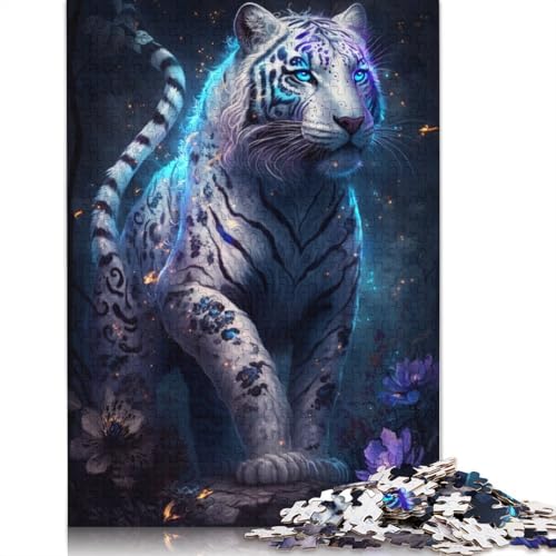 Puzzle für Erwachsene, weiße Tigerblumen-Galaxie, 1000 Teile, Puzzle für Erwachsene, Geschenke für Erwachsene und Kinder ab 12 Jahren, Kartonpuzzle, pädagogische Herausforderung, Größe: 38 x 26 cm von LiJianXXR