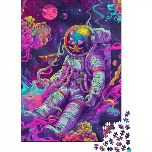 Puzzle für Erwachsene,Psychedelic Crazy Astronaut,1000 Teile,Puzzle für Erwachsene,Geschenke,Holzpuzzle für Erwachsene und Kinder ab 12 Jahren,Lernspiel,Herausforderungsspielzeug (Größe 75 x 50 cm) von LiJianXXR