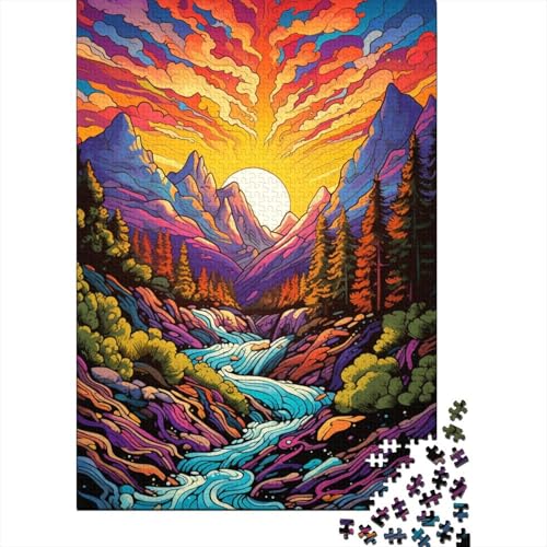 Puzzle für Erwachsene,farbenfrohe Psychedelia im Yosemite-Nationalpark,1000-teiliges Puzzle,Holzpuzzle für Erwachsene und Kinder ab 12 Jahren,entspannendes,intellektuelles Lernspielzeug,50x75cm von LiJianXXR