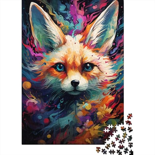 Puzzle für Erwachsene 1000 Puzzles Buntes psychedelisches Fuchsgemälde Puzzles für Erwachsene Puzzle Holzpuzzles Lernspielzeug Familienspiele 50x75 cm von LiJianXXR