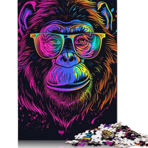 Puzzle für Erwachsene 1000 Teile, AFFE mit Kopfhörern und Sonnenbrille, Puzzle für Erwachsene, Holzpuzzle, Lernspiel für Erwachsene und Kinder, Größe 75 x 50 cm von LiJianXXR