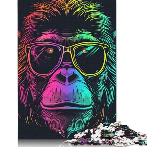 Puzzle für Erwachsene 1000 Teile, AFFE mit Kopfhörern und Sonnenbrille, Puzzle für Kinder, Kartonpuzzle, Spielzeug, Denkspiel, Größe 38 x 26 cm von LiJianXXR