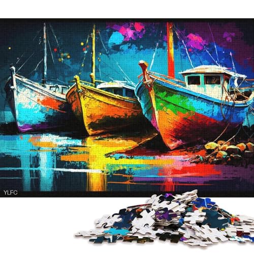 Puzzle für Erwachsene 1000 Teile, Bunte Boote, Puzzle für Erwachsene, Holzpuzzle, anspruchsvolles Spiel (Größe 75 * 50 cm) von LiJianXXR