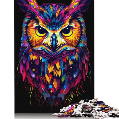 Puzzle für Erwachsene 1000 Teile, Bunte Eulen, Puzzle für Kinder, Holzpuzzle, Spielzeug, Denkspiel, Größe 75 x 50 cm von LiJianXXR