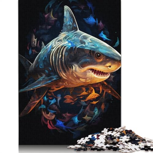 Puzzle für Erwachsene 1000 Teile, Bunte Haie, Puzzle für Kinder, Kartonpuzzle, Spielzeug, Denkspiel, Größe 38 x 26 cm von LiJianXXR