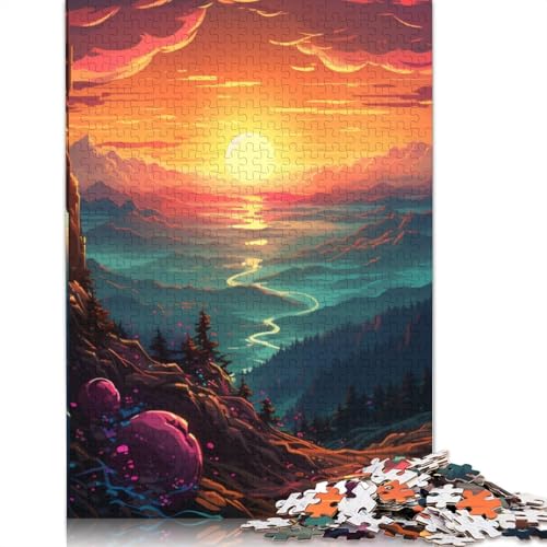 Puzzle für Erwachsene 1000 Teile, Bunter Sonnenuntergang, Puzzle für Kinder, Papppuzzle, Spielzeug, Denkspiel, Größe 38 x 26 cm von LiJianXXR