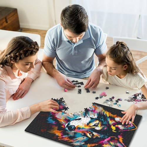 Puzzle für Erwachsene 1000 Teile, Wolf-Graffiti-Kunst, Puzzle für Kinder, Kartonpuzzle, Spielzeug, Denkspiel, Größe 38 x 26 cm von LiJianXXR