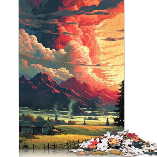 Puzzle für Erwachsene 1000 Teile, Wolkengemälde, Puzzle für Kinder, Holzpuzzle, Spielzeug, Denkspiel, Größe 75 x 50 cm von LiJianXXR