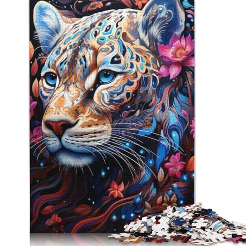 Puzzle für Erwachsene 1000 Teile, buntes Leoparden-Kunst-Puzzle für Kinder, Holzpuzzle, Spielzeug, Denkspiel, Größe 75 x 50 cm von LiJianXXR