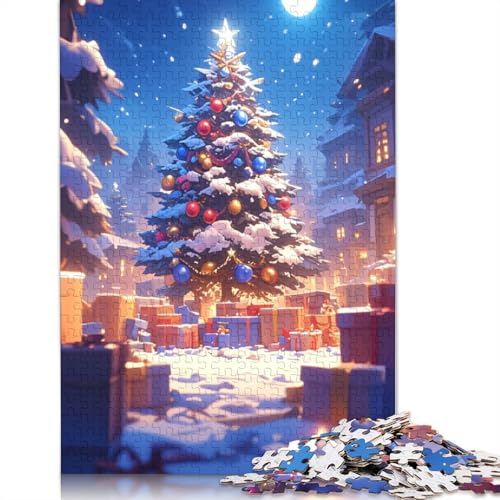 Puzzle für Erwachsene 1000 Teile, farbenfrohe Kunst, Weihnachtsbaum, Puzzle für Kinder, Holzpuzzle, Spielzeug, Denkspiel, Größe 75 x 50 cm von LiJianXXR