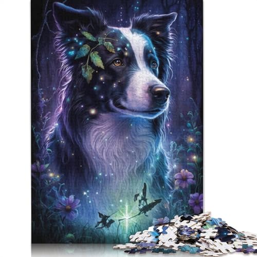 Puzzle für Erwachsene 1000 Teile Border Collie Flower Galaxy Puzzle für Erwachsene Holzpuzzle Heimdekoration Puzzlespielzeug Größe: 75 x 50 cm von LiJianXXR