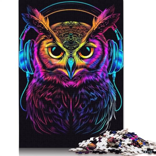 Puzzle für Erwachsene 1000 Teile Eule mit Sonnenbrille Puzzle für Kinder Kartonpuzzle Spielzeug Denkspiel Größe 38x26cm von LiJianXXR