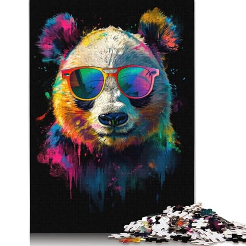 Puzzle für Erwachsene 1000 Teile Panda mit Sonnenbrille Puzzle für Kinder Kartonpuzzle Spielzeug Denkspiel Größe 38x26cm von LiJianXXR