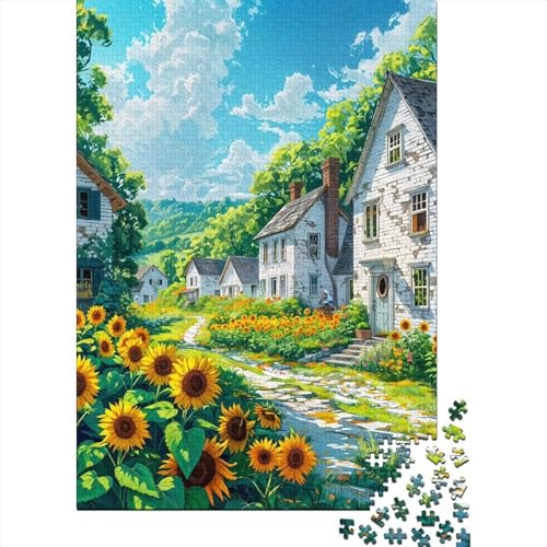 Puzzle für Erwachsene 1000 Teile Sommer-Sonnenblumen-Puzzle für Erwachsene und Kinder Holzbrett-Puzzle Spielzeug Denkspiel Größe: 75x50cm von LiJianXXR