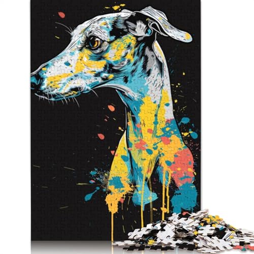 Puzzle für Erwachsene 1000 Teile Whippet-Hundekunst-Puzzles für Kinder, Kartonpuzzles, Spielzeug, Denkspiel, Größe 38 x 26 cm von LiJianXXR