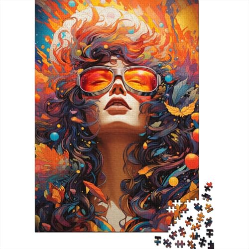 Puzzle für Erwachsene 1000 farbenfrohe psychedelische Tiere Puzzle für Erwachsene Holzbrettpuzzle Lernspielzeug 50x75 cm von LiJianXXR