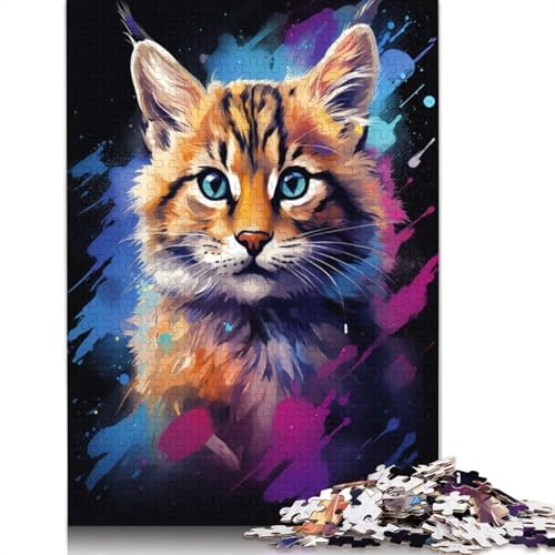 Puzzle für Erwachsene Baby Lynx, 1000 Teile, Puzzle für Erwachsene und Kinder ab 12 Jahren, Kartonpuzzle, Denksportaufgabe, 38 x 26 cm von LiJianXXR