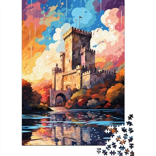 Puzzle für Erwachsene Die farbenfrohe Psychedelia von Bunratty Castle, 1000 Teile, Holzpuzzle für Erwachsene, unmögliches Familienpuzzle (Größe 75 x 50 cm) von LiJianXXR