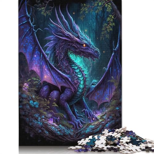 Puzzle für Erwachsene Fliegender Drache, Blumen-Galaxie, 1000 Teile, Holzpuzzle für Erwachsene und Kinder ab 12 Jahren, Spaß für die ganze Familie, Puzzlegröße: 75 x 50 cm von LiJianXXR