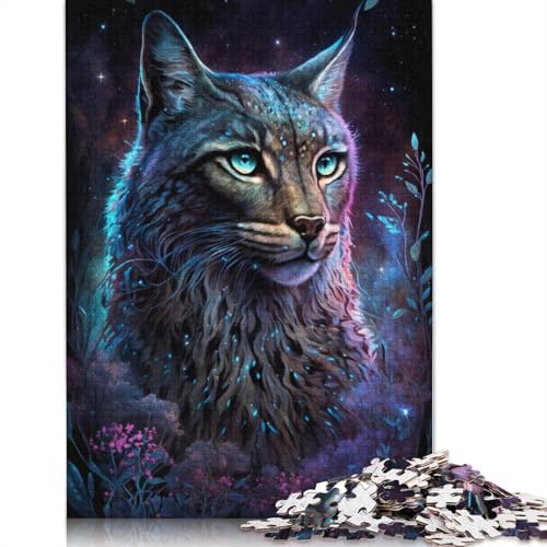 Puzzle für Erwachsene Luchs-Blumen-Galaxie, 1000-teiliges Puzzle aus Pappe für Erwachsene und Kinder ab 12 Jahren, tolles Geschenk für Erwachsene und Kinder, Größe: 38 x 26 cm von LiJianXXR