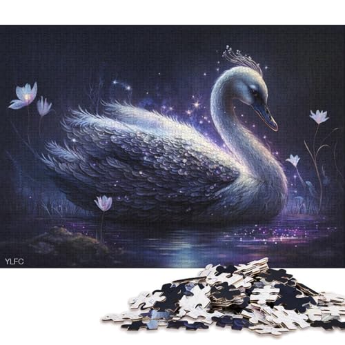 Puzzle für Erwachsene Magischer weißer Schwan, 1000 Teile, Holzpuzzle für Erwachsene und Familien, tolle Geschenke und Spielzeuge 75x50cm/1000 Teile von LiJianXXR