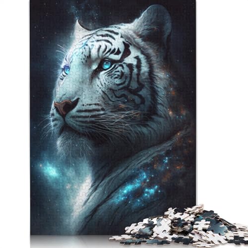 Puzzle für Erwachsene Weißer Tiger, Galaxie, 1000 Teile Puzzle, Holzpuzzle für Erwachsene und Kinder ab 12 Jahren, Spaß für die ganze Familie, Puzzlegröße: 75 x 50 cm von LiJianXXR