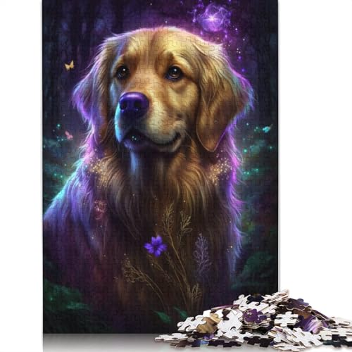 Puzzle für Erwachsene mit 1000 Teilen, Golden Retriever, Blumen-Galaxie, Puzzle aus Pappe, Puzzle für Erwachsene, Geschenke, Größe: 38 x 26 cm von LiJianXXR