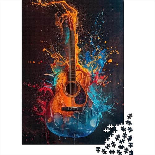 Puzzle für Erwachsene und Kinder, 1000 Teile, Bunte Gitarren-Puzzles für Erwachsene, Holzpuzzle, lustige Puzzlespiele (Größe 75 x 50 cm) von LiJianXXR