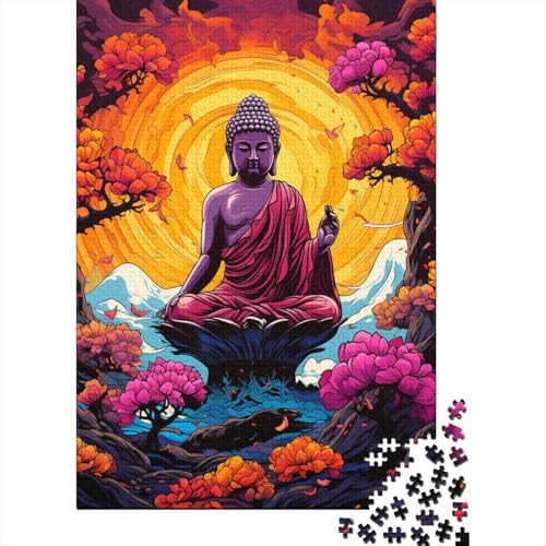 Puzzle für Erwachsene und Kinder, 1000 Teile, farbenfrohes psychedelisches Buddha-Puzzle für Erwachsene, Holzpuzzle, dekomprimierendes geistiges Lernspielzeug, 50 x 75 cm von LiJianXXR