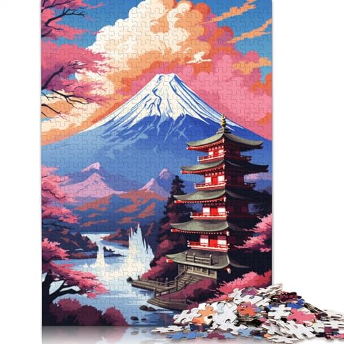 Puzzle für Erwachsene und Kinder, Berg Fuji und Tempel, 1000-teiliges Puzzle für Erwachsene, Holzpuzzle für Erwachsene und Kinder, Lernspielzeug, 75 x 50 cm von LiJianXXR