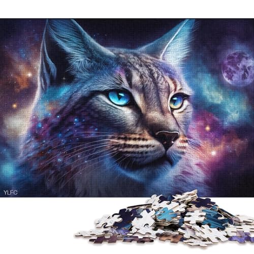 Puzzle für Erwachsene und Kinder, Cosmic Galaxy Lynx, 1000-teiliges Puzzle, Holzpuzzle für Erwachsene und Kinder, Lernspiel für Erwachsene und Kinder (Größe 75 * 50 cm) von LiJianXXR