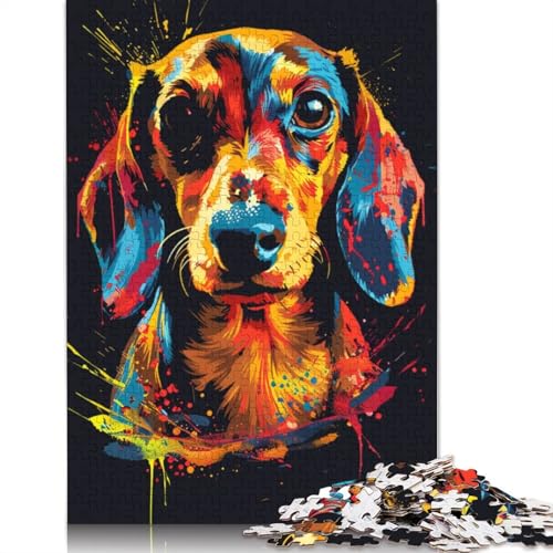 Puzzle für Erwachsene und Kinder, Dackel-Hundekunst, 1000 Teile, Puzzle für Erwachsene, Kartonpuzzle für Erwachsene und Kinder, Lernspielzeug, Größe 38 x 26 cm von LiJianXXR