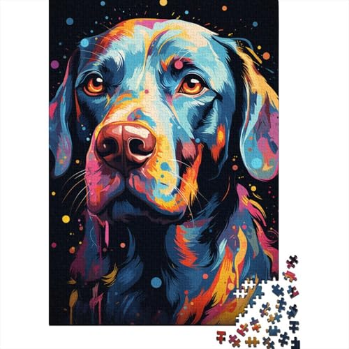 Puzzle für Erwachsene und Kinder, Farbmalerei-Hund, 1000 Teile, Puzzle für Erwachsene, Holzpuzzle für Erwachsene und Kinder ab 12 Jahren, tolles Geschenk für Erwachsene (Größe 75 x 50 cm) von LiJianXXR