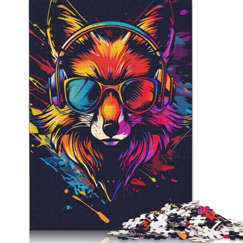 Puzzle für Erwachsene und Kinder, Fuchs mit Sonnenbrille, 1000 Teile, Puzzle aus Holz, geeignet für Erwachsene und Kinder ab 12 Jahren, anspruchsvolles Spiel, Geschenke, Größe 75 x 50 cm von LiJianXXR