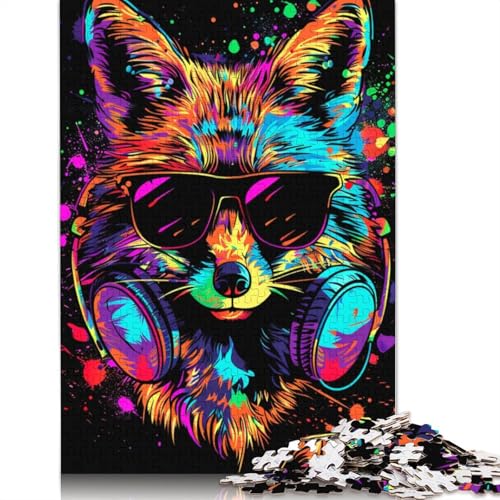 Puzzle für Erwachsene und Kinder, Fuchs mit Sonnenbrille, 1000 Teile, Puzzle aus Holz, geeignet für Erwachsene und Kinder ab 12 Jahren, anspruchsvolles Spiel, Geschenke, Größe 75 x 50 cm von LiJianXXR