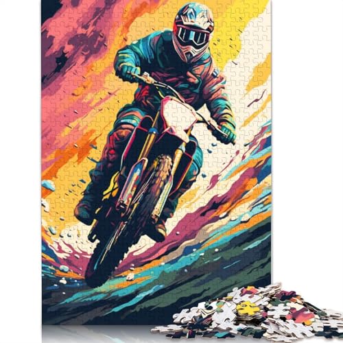 Puzzle für Erwachsene und Kinder, Kunst-Motorrad, 1000 Teile, Puzzle für Erwachsene, Kartonpuzzle für Erwachsene und Kinder, Lernspielzeug, 38 x 26 cm von LiJianXXR