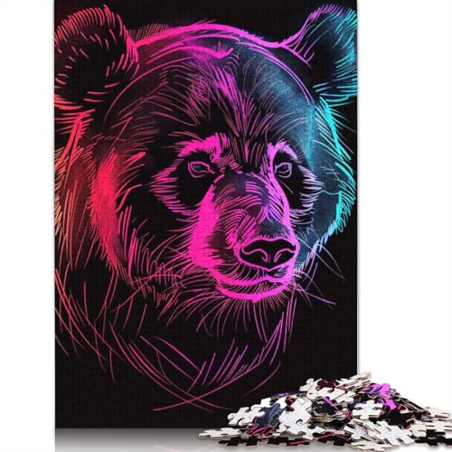 Puzzle für Erwachsene und Kinder, Panda Neon, 1000 Teile, Puzzle für Erwachsene, Kartonpuzzle für Erwachsene und Kinder, Lernspielzeug, Größe 38 x 26 cm von LiJianXXR