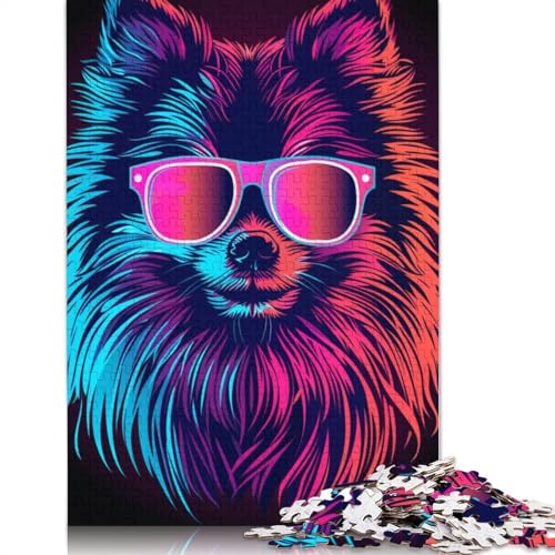 Puzzle für Erwachsene und Kinder, Pomeranian Dog Art, 1000 Teile, Puzzle aus Pappe, geeignet für Erwachsene und Kinder ab 12 Jahren, anspruchsvolles Spiel, Geschenke, Größe 38 x 26 cm von LiJianXXR