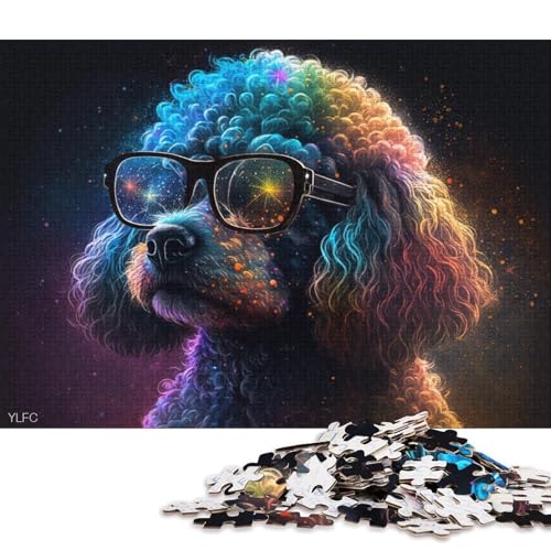 Puzzle für Erwachsene und Kinder, Pudel mit Brille, 1000-teiliges Puzzle, Kartonpuzzle für Erwachsene und Kinder, Lernspiel für Erwachsene und Kinder (Größe 38 * 26 cm) von LiJianXXR