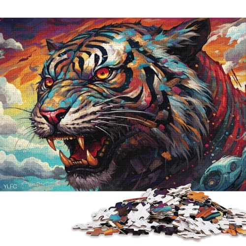 Puzzle für Erwachsene und Kinder, Tiger, Roboter, Tiere, Puzzle 1000 Teile, Papppuzzle für Erwachsene und Kinder ab 12 Jahren, Spiele, Spielzeug, Geschenk 38x26cm/1000 Teile von LiJianXXR