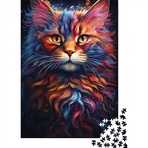 Puzzle für Erwachsene und Kinder, Zeichnung, Tier, Katze, Puzzle 1000 Teile, Holzpuzzle für Erwachsene und Kinder ab 12 Jahren, tolles Geschenk für Erwachsene, 50 x 75 cm von LiJianXXR