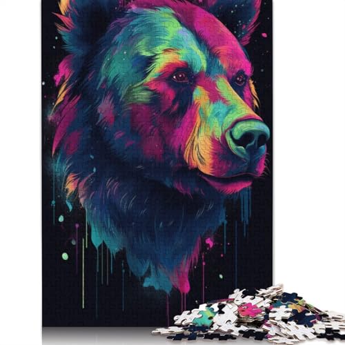 Puzzle für Erwachsene und Kinder, bunter Absurdismus-Bär, 1000 Teile, Puzzle für Erwachsene, Kartonpuzzle für Erwachsene und Kinder, Lernspielzeug, Größe 38 x 26 cm von LiJianXXR